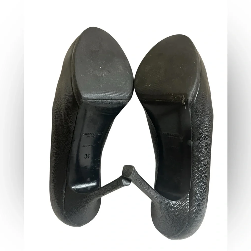 YSL Yves Saint Laurent Embossed Leather Pumps Heels Black size 34 - Picture 8 of 16